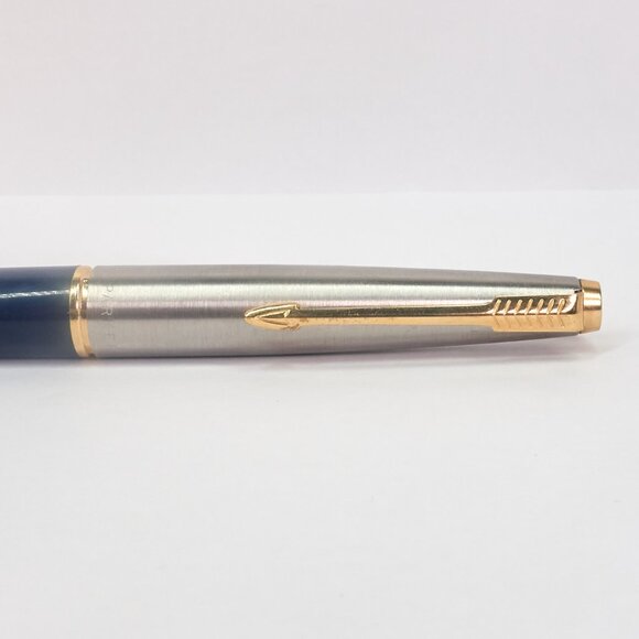 Parker 45 Fountain Pen / USA Made / Blue Barrel & Steel Cap / 1980 Engraved - Picture 6 of 16